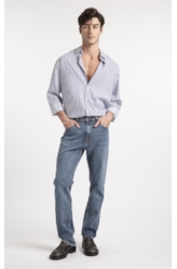 Calça Jeans Stretch Slim Lav. Medio C/ Grampos