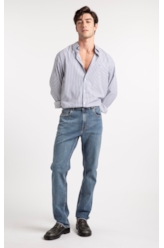 Calça Jeans Stretch Slim Lav. Medio C/ Grampos