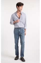 Calça Jeans Stretch Slim Lav. Medio C/ Grampos