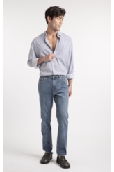 Calça Jeans Stretch Slim Lav. Medio C/ Grampos
