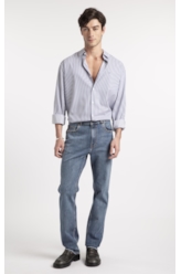 Calça Jeans Stretch Slim Lav. Medio C/ Grampos