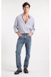 Calça Jeans Stretch Slim Lav. Medio C/ Grampos