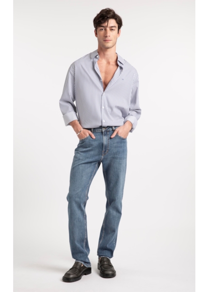 Calça Jeans Stretch Slim Lav. Medio C/ Grampos