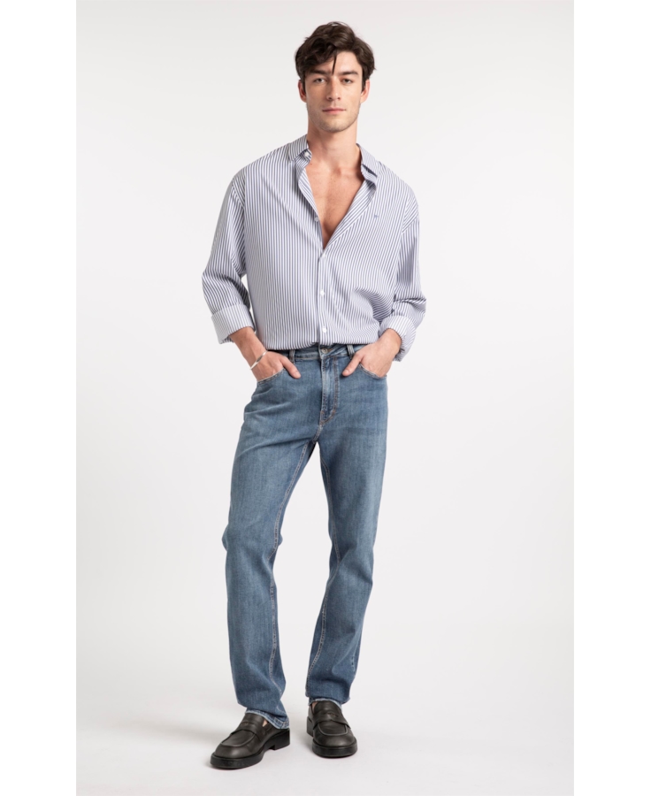 Calça Jeans Stretch Slim Lav. Medio C/ Grampos