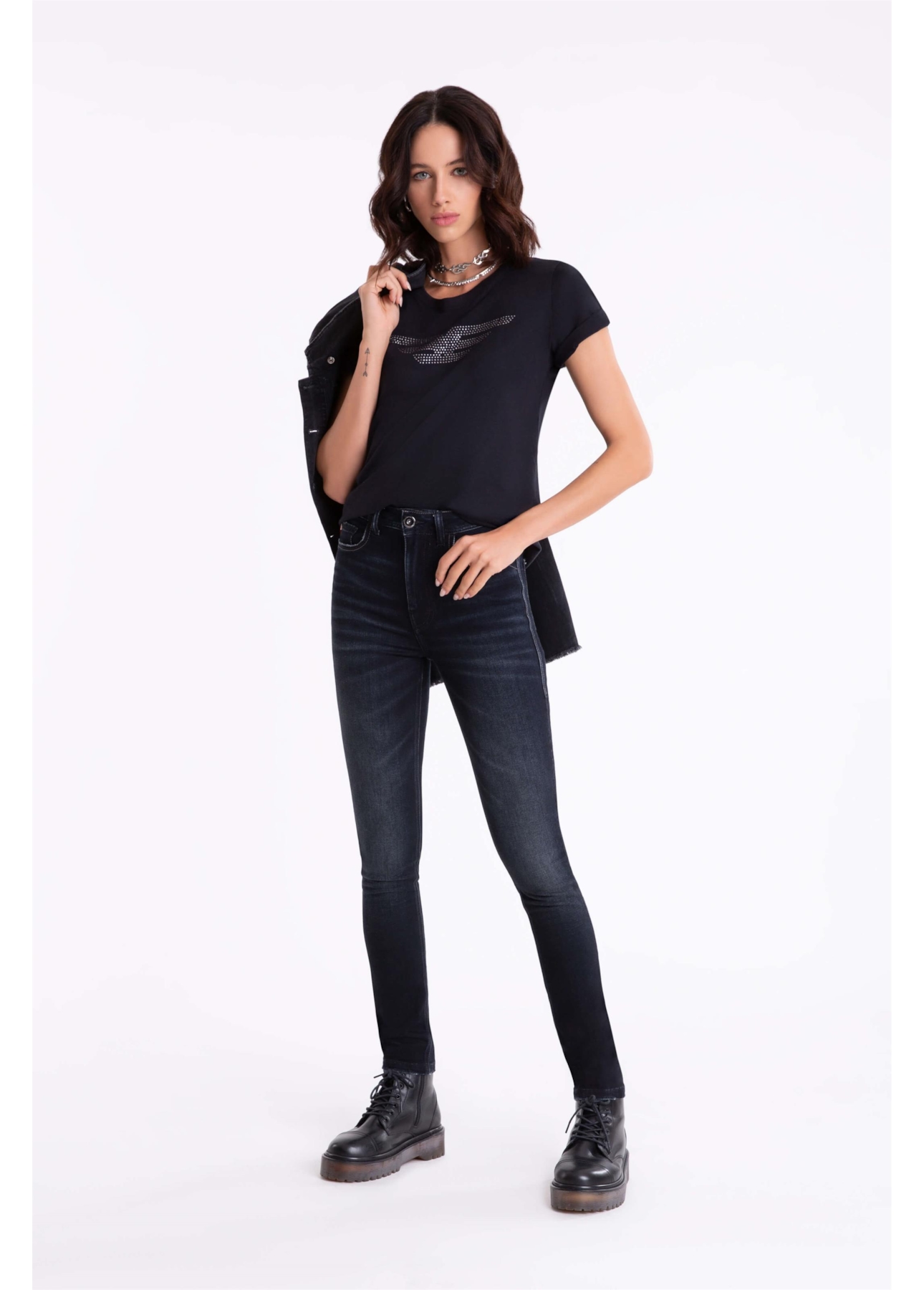 Calça Jeans Techno Hiper Skinny 1766 Lav.Escuro C/ Used