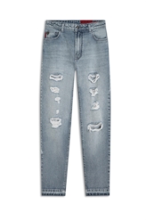 Calça Jeans Vintage Denim Gigi Destroyer 1460 Lav.Claro C/Puidos