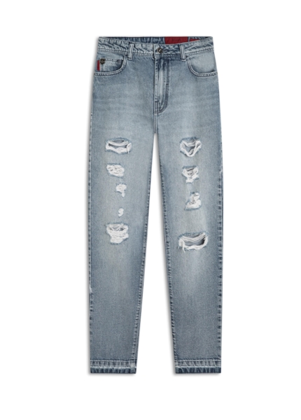 Calça Jeans Vintage Denim Gigi Destroyer 1460 Lav.Claro C/Puidos