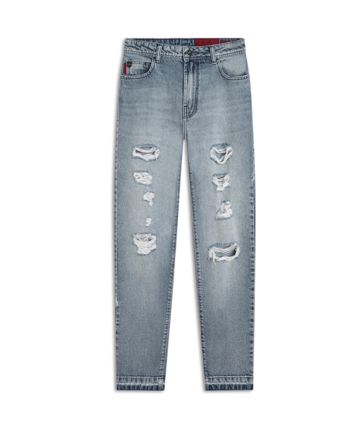 Calça Jeans Vintage Denim Gigi Destroyer 1460 Lav.Claro C/Puidos