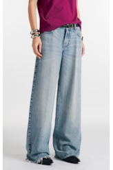Calça Jeans Vintage Denim (Wide) 5 Pockets Lav.Claro C/Used