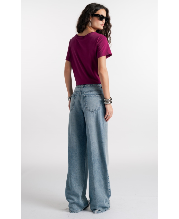Calça Jeans Vintage Denim Wide Lav.Claro