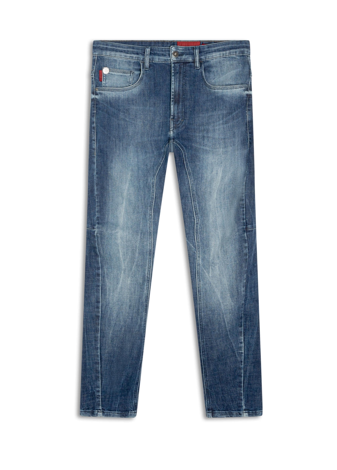 Calça Jeans Visco Indigo Elastic Motorcycle Lav. Escuro C/ Tie Dye