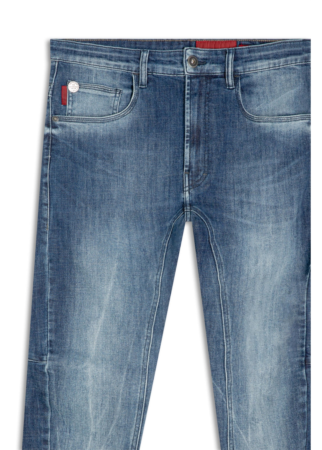 Calça Jeans Visco Indigo Elastic Motorcycle Lav. Escuro C/ Tie Dye