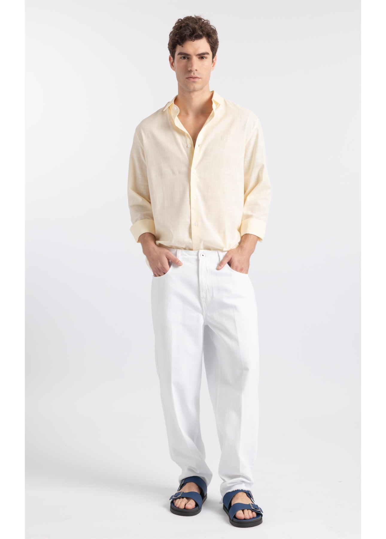 Calça Jeans White Denim Baggy Filigrana Branco