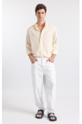 Calça Jeans White Denim Baggy Filigrana Branco