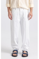 Calça Jeans White Denim Baggy Filigrana Branco