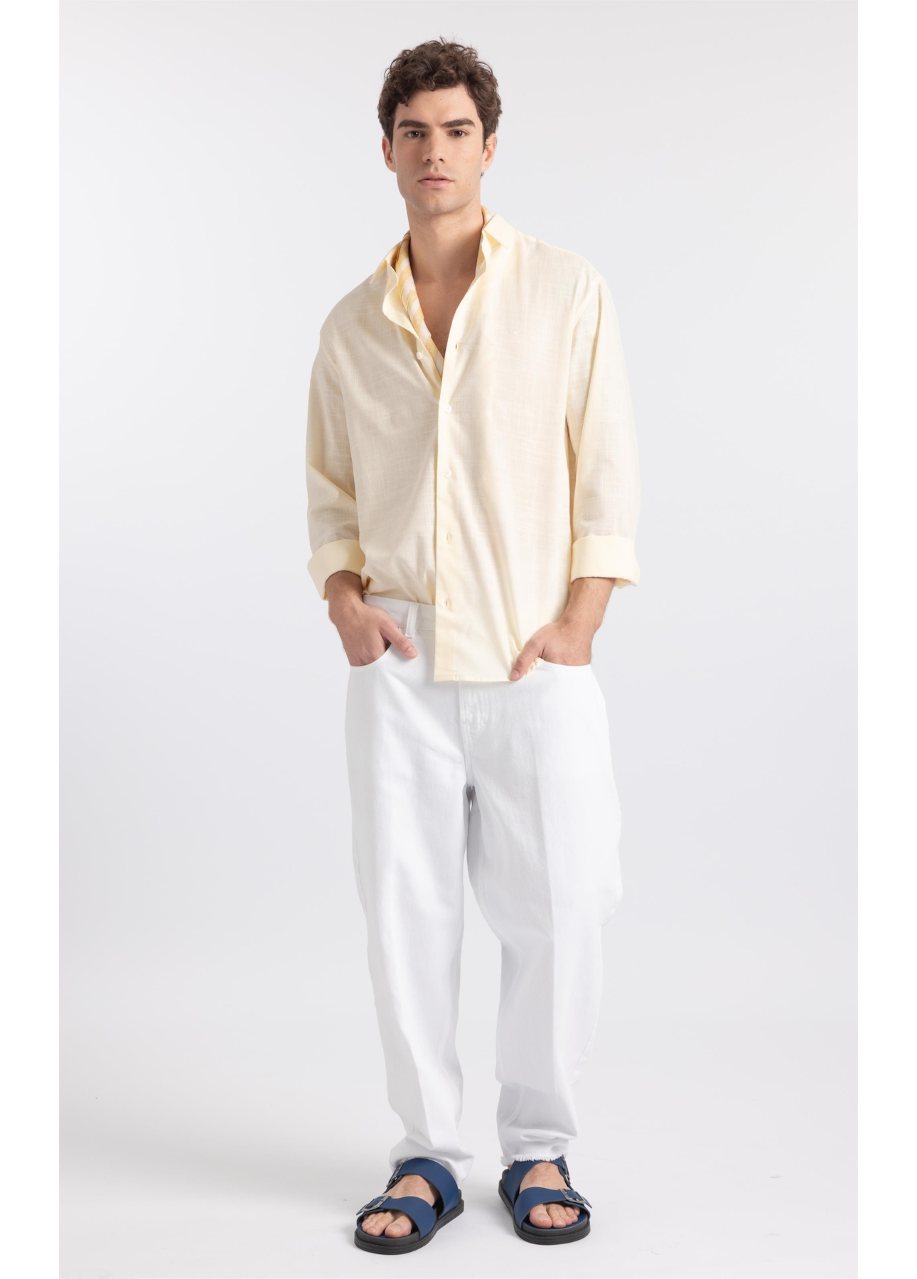 Calça Jeans White Denim Baggy Filigrana Branco