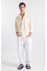 Calça Jeans White Denim Baggy Filigrana Branco