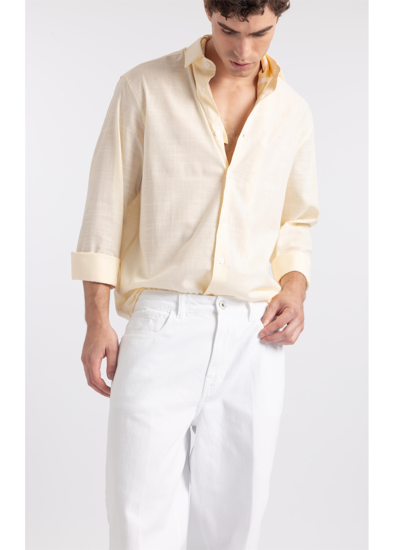 Calça Jeans White Denim Baggy Filigrana Branco