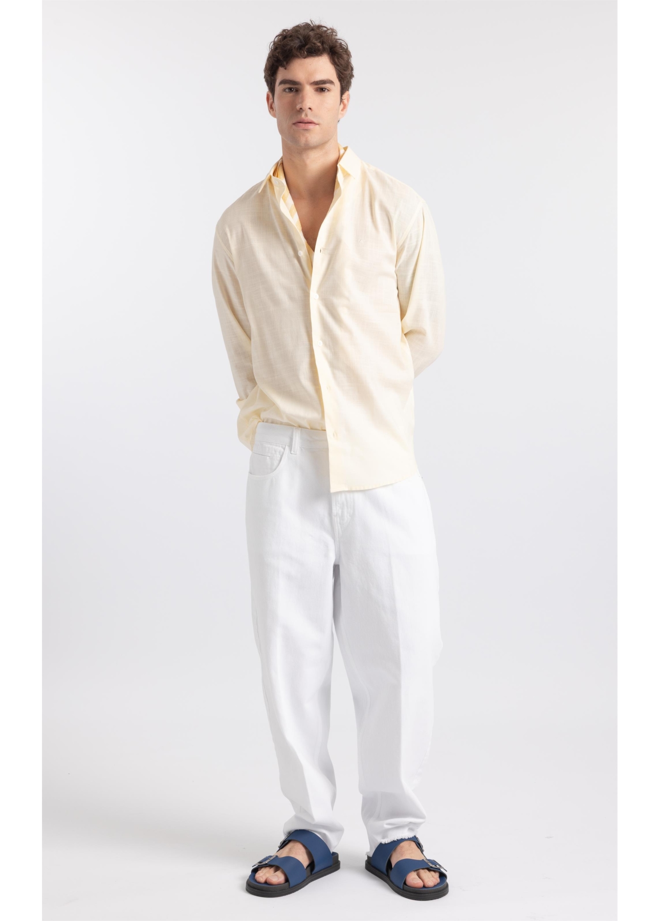 Calça Jeans White Denim Baggy Filigrana Branco