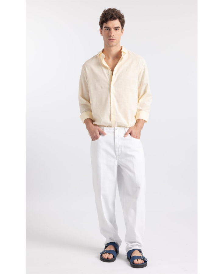 Calça Jeans White Denim Baggy Filigrana Branco