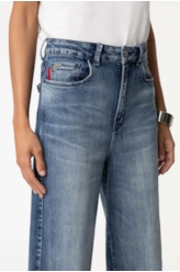 Calça Jeans Wide Leg Cropped 1622-Lav.Claro C/ Tie Dye