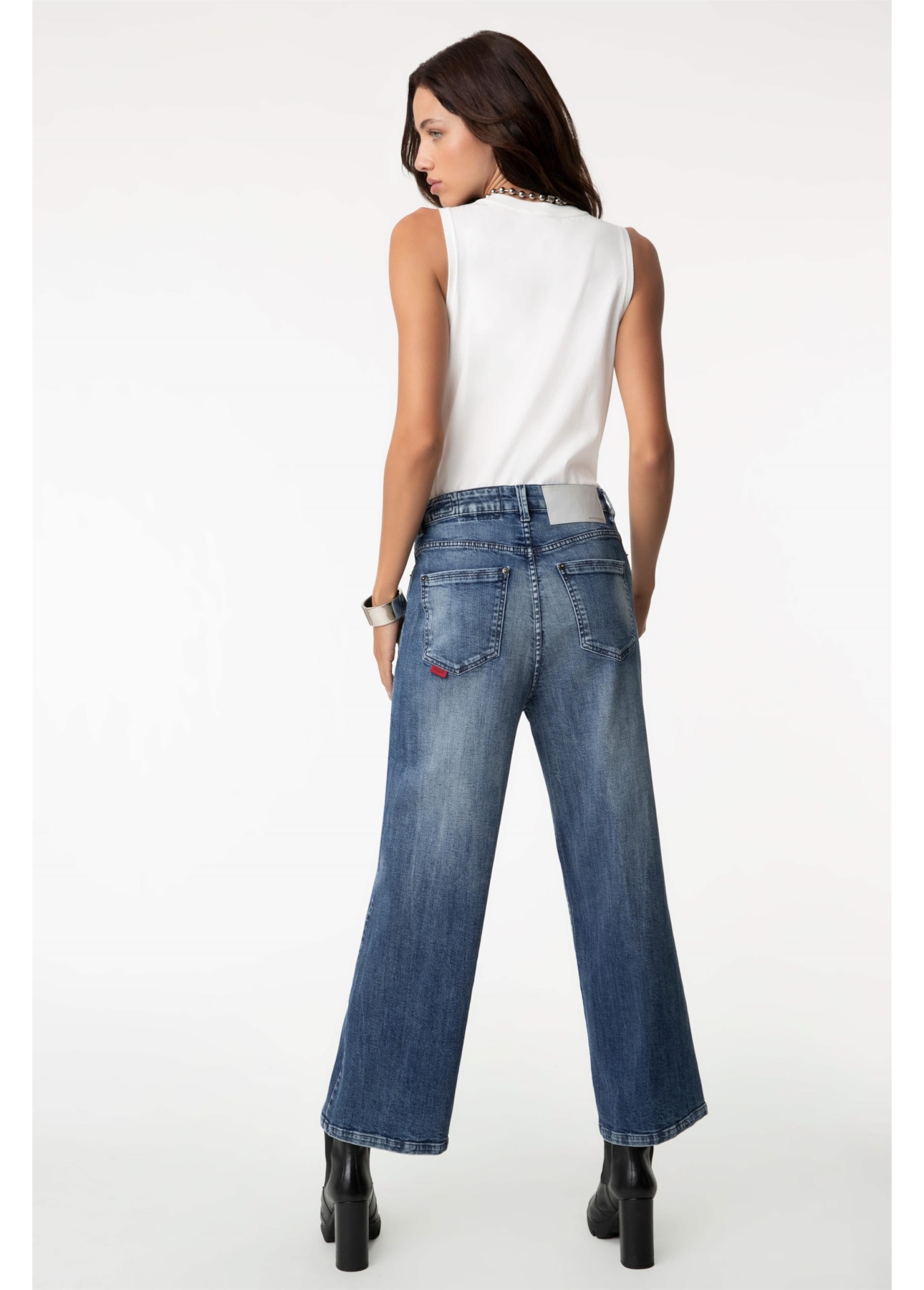 Calça Jeans Wide Leg Cropped 1622-Lav.Claro C/ Tie Dye
