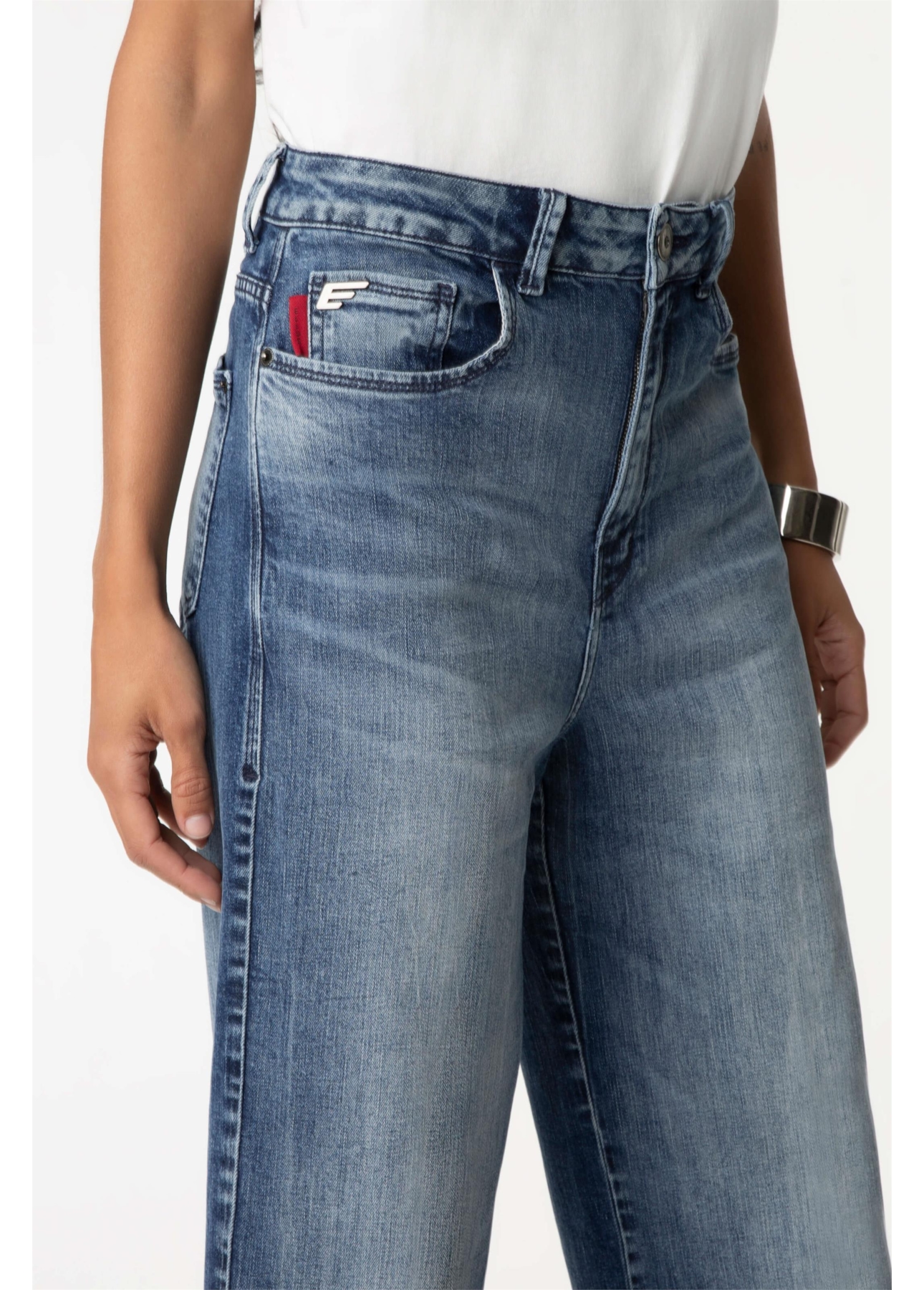 Calça Jeans Wide Leg Cropped 1622-Lav.Claro C/ Tie Dye