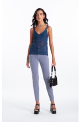 Calça Jogging Color Gisele Skinny 5 Pockets Blue Vintage