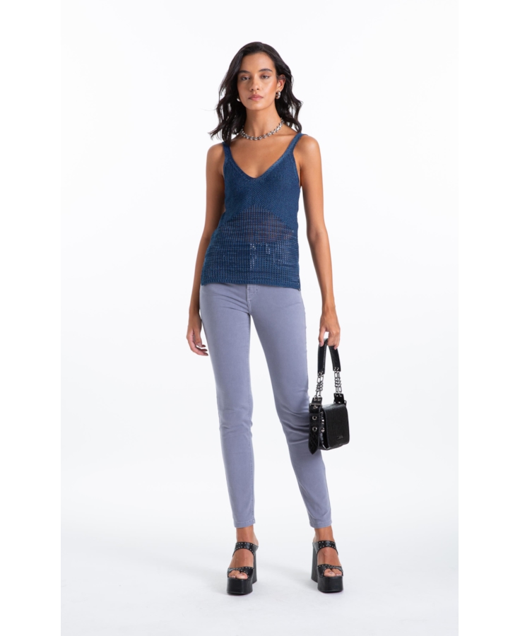 Calça Jogging Color Gisele Skinny 5 Pockets Blue Vintage