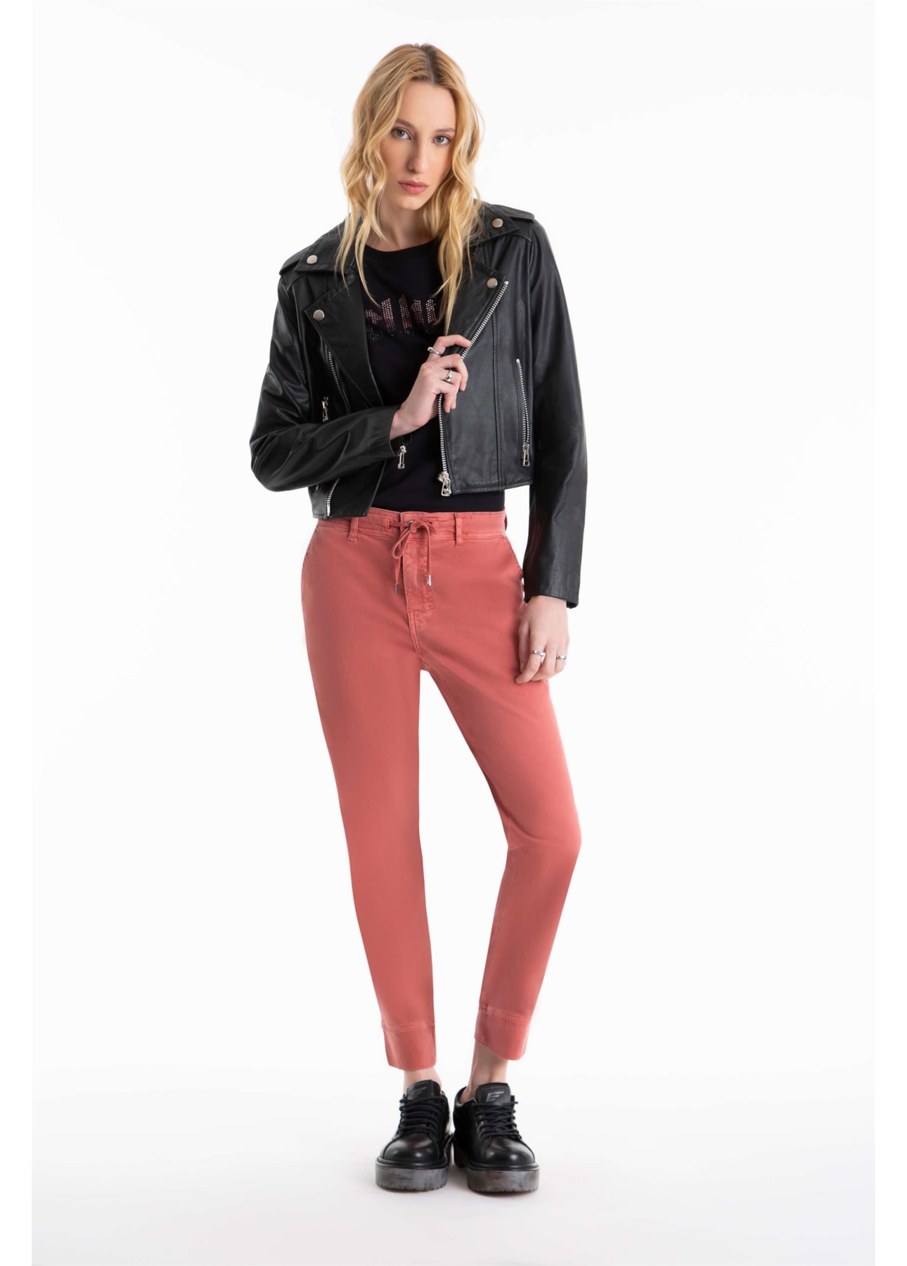 Calca Jogging Color Preppy Punho Goiaba