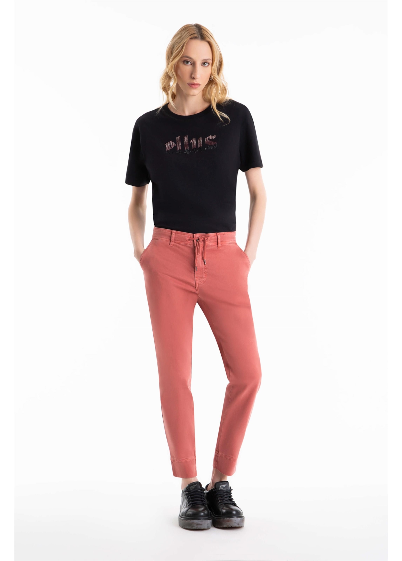 Calca Jogging Color Preppy Punho Goiaba