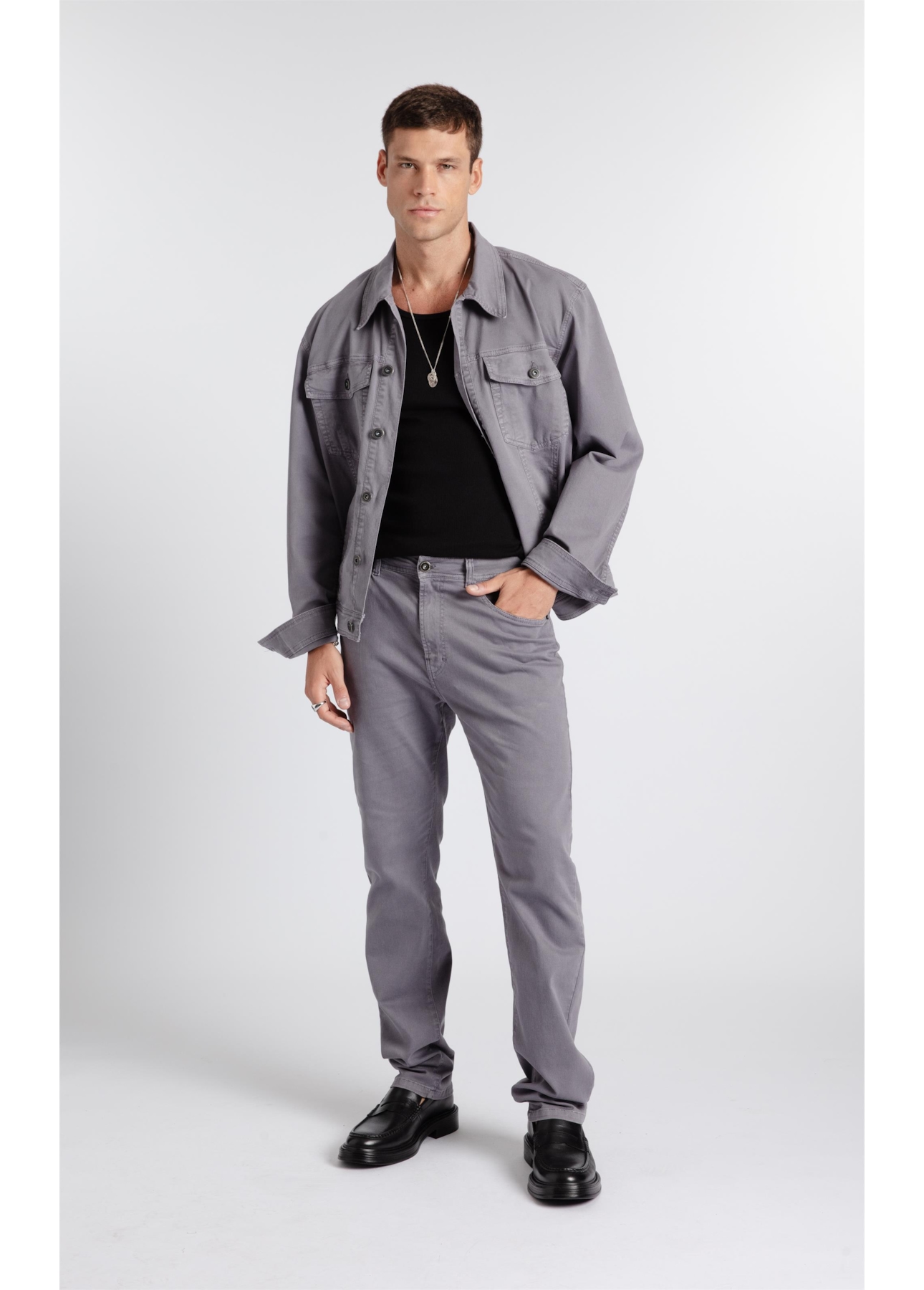 Calça Jogging Color Slim Cinza Claro