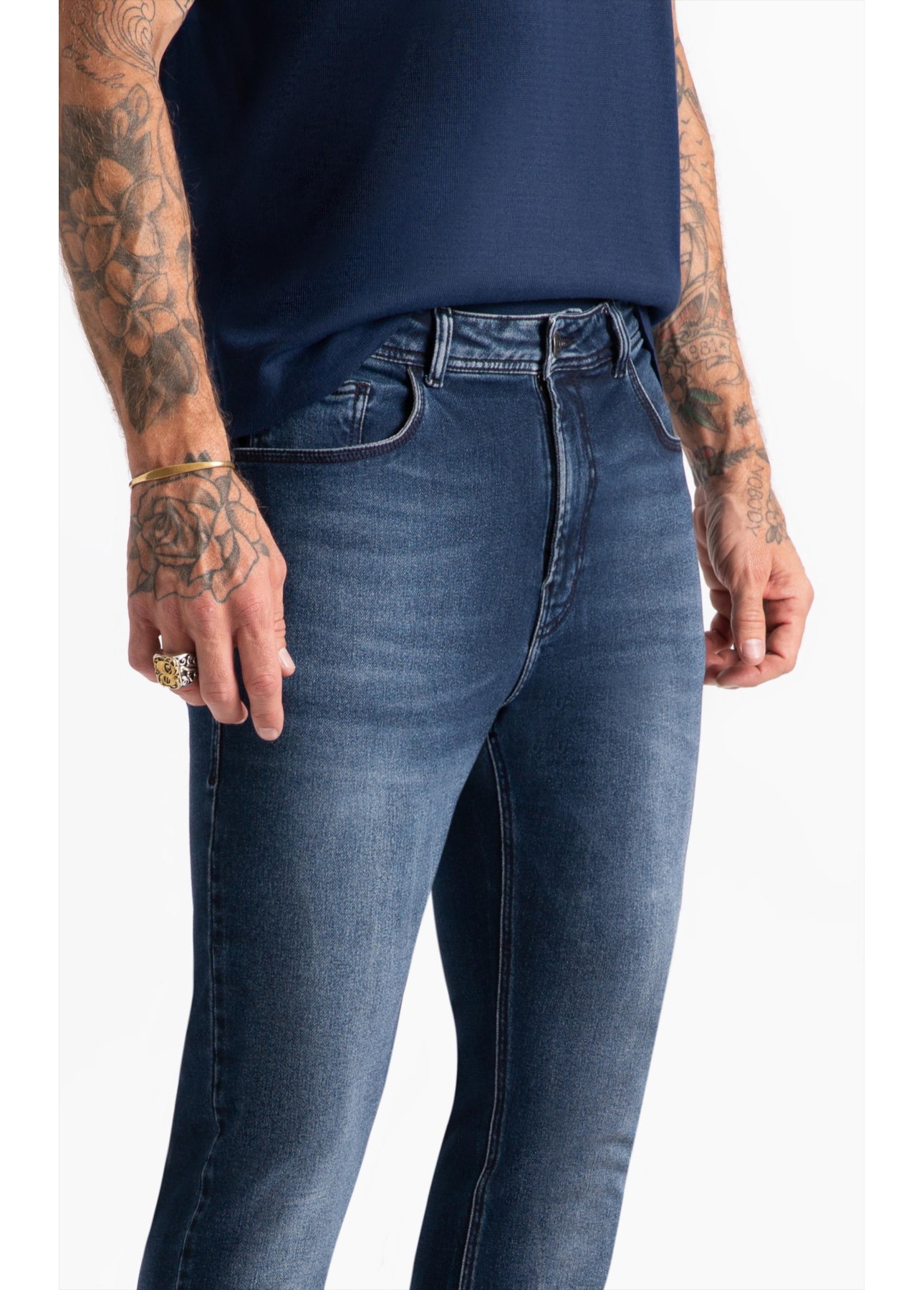 Calça Jogging Intense Blue Slim Lav.Escuro c Tie Dye