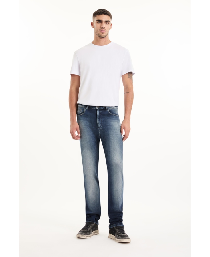 Calça Jogging Intense Blue Straight Lav. Medio