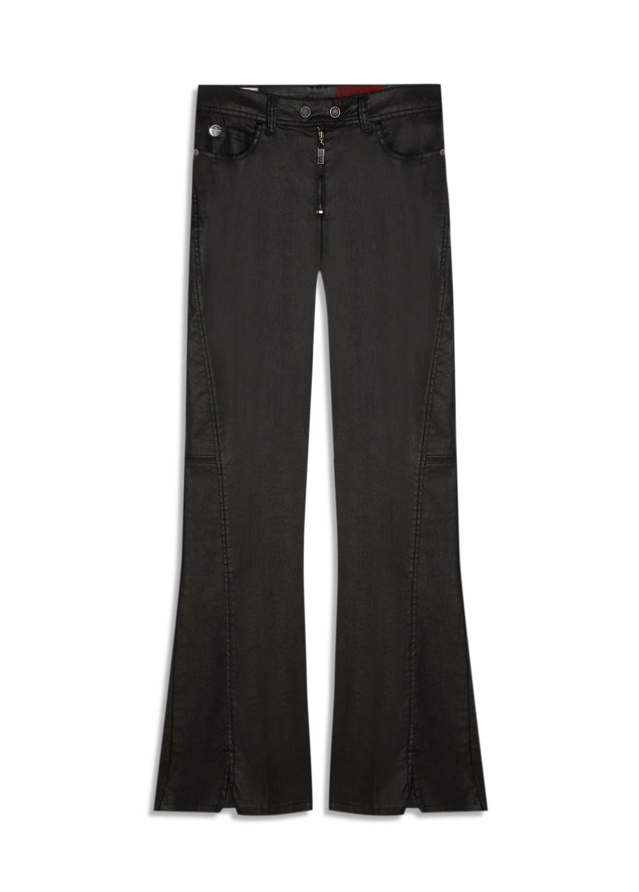 Calça Leather Color Skinny Flare Preto