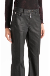 Calça Leather Color Skinny Flare Preto
