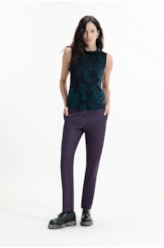 Calça Leather Denim Buckle Carrot Beringela