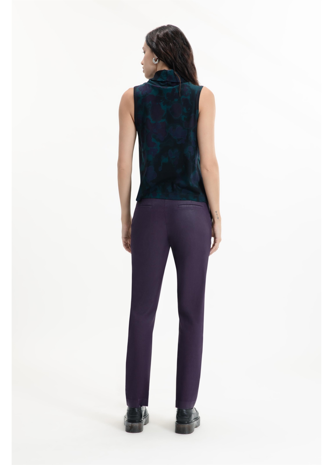 Calça Leather Denim Buckle Carrot Beringela
