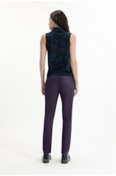 Calça Leather Denim Buckle Carrot Beringela