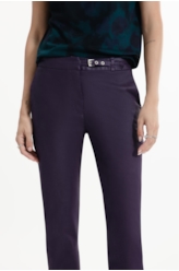 Calça Leather Denim Buckle Carrot Beringela