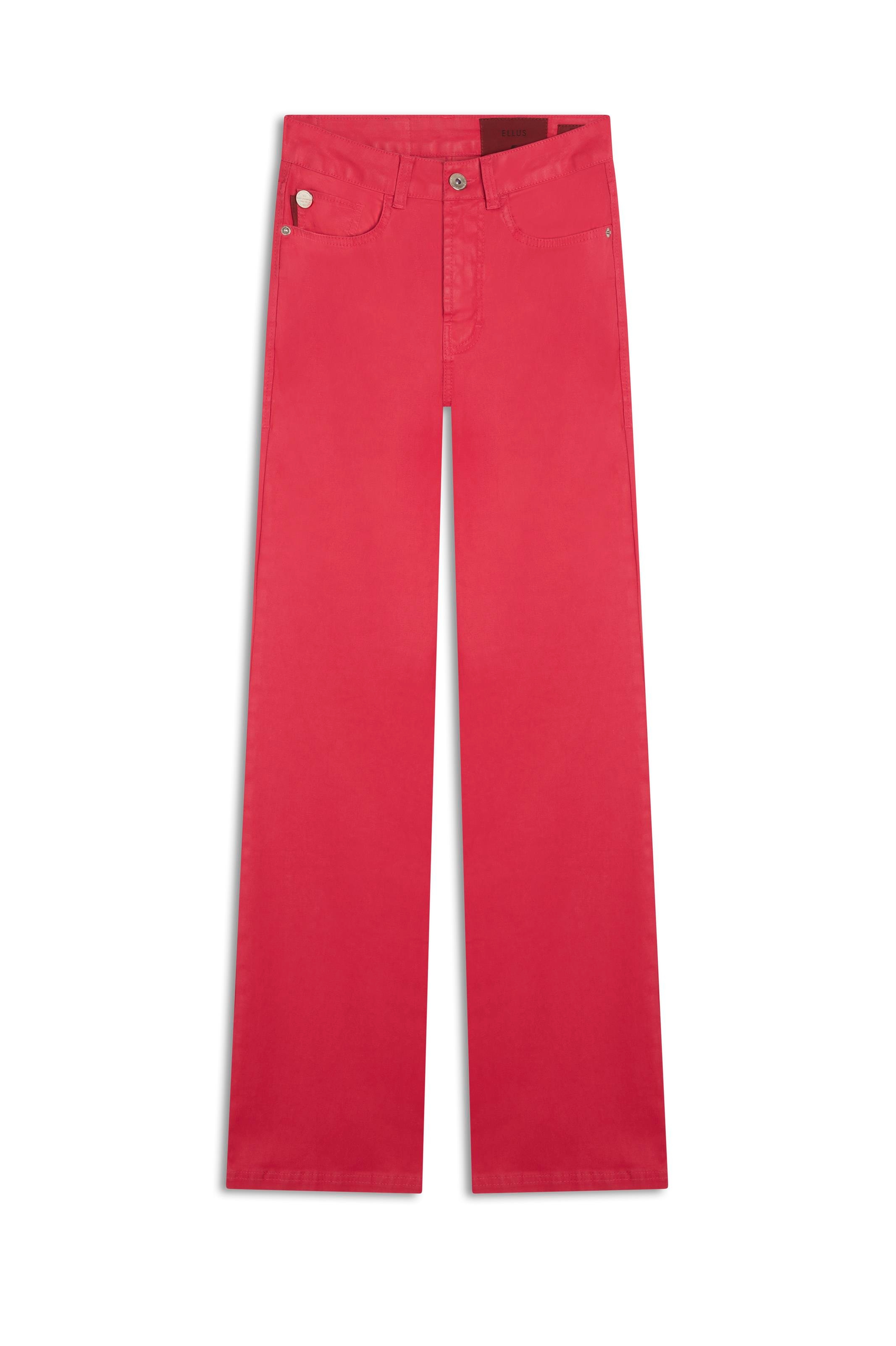 Calça Leather Denim Flare Cereja