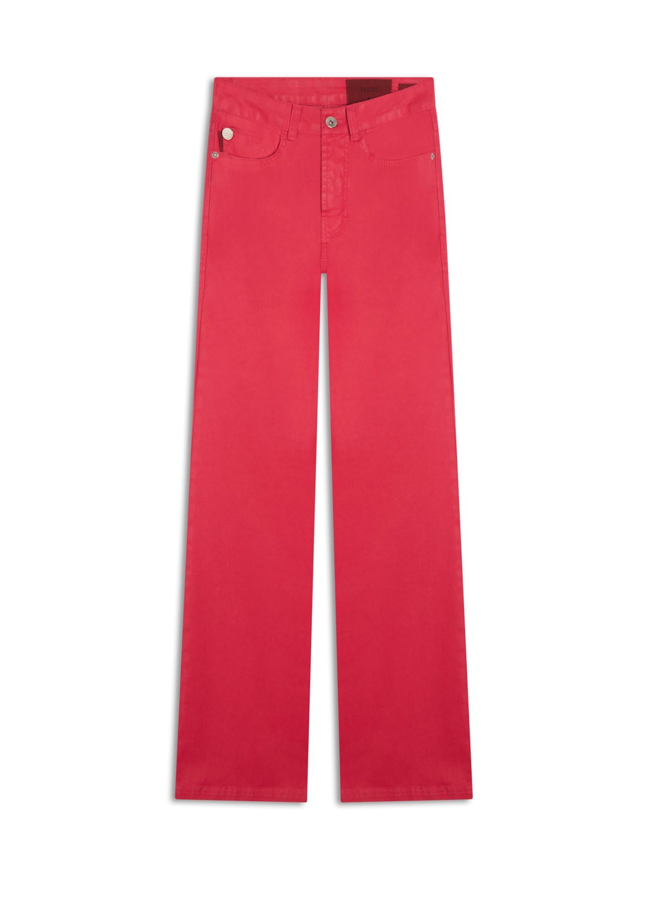 Calça Leather Denim Flare Cereja