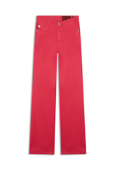 Calça Leather Denim Flare Cereja