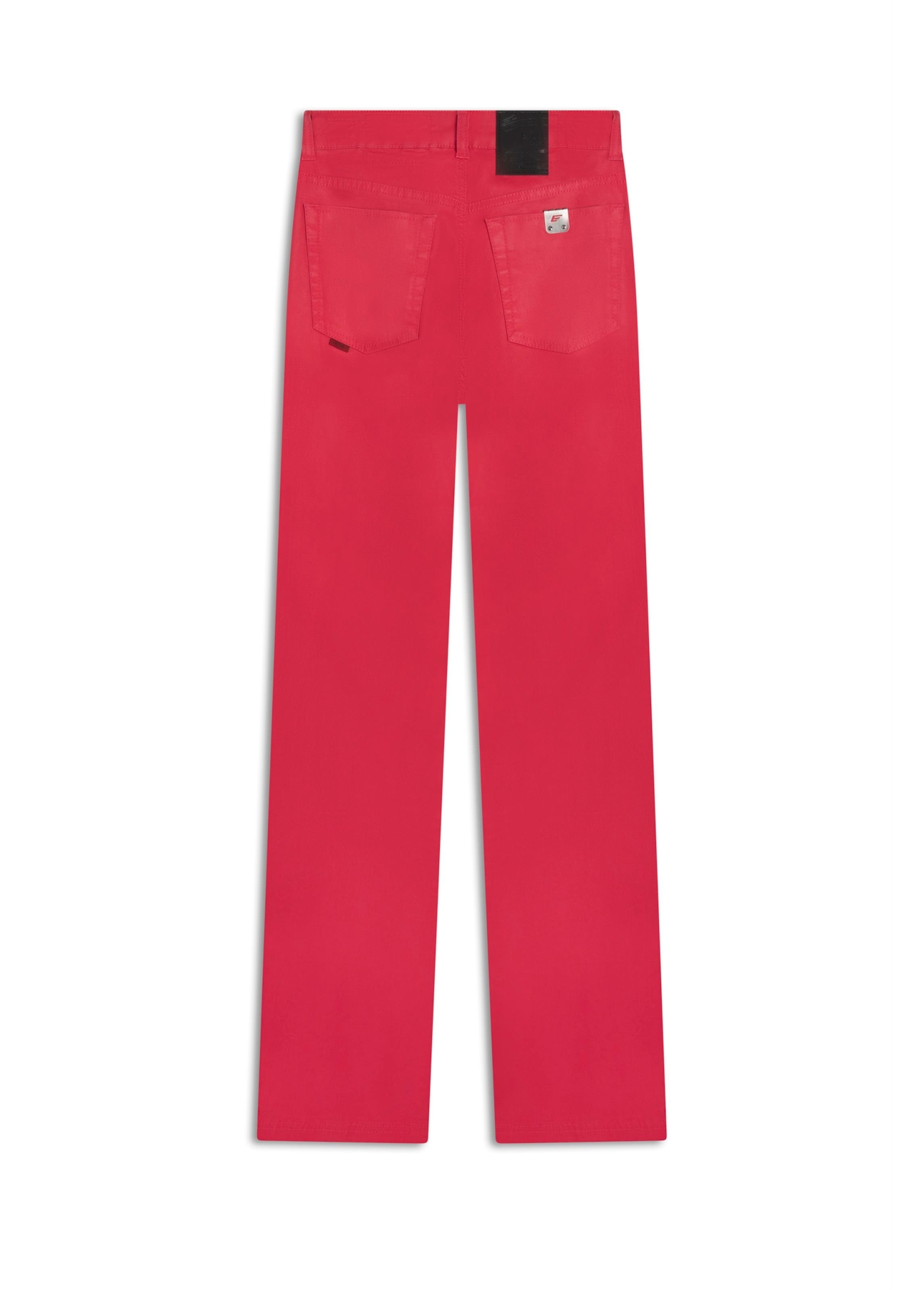 Calça Leather Denim Flare Cereja