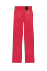 Calça Leather Denim Flare Cereja
