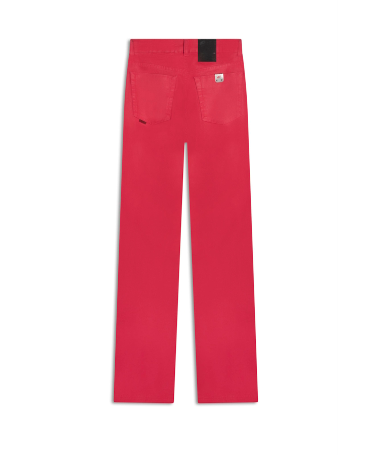 Calça Leather Denim Flare Cereja