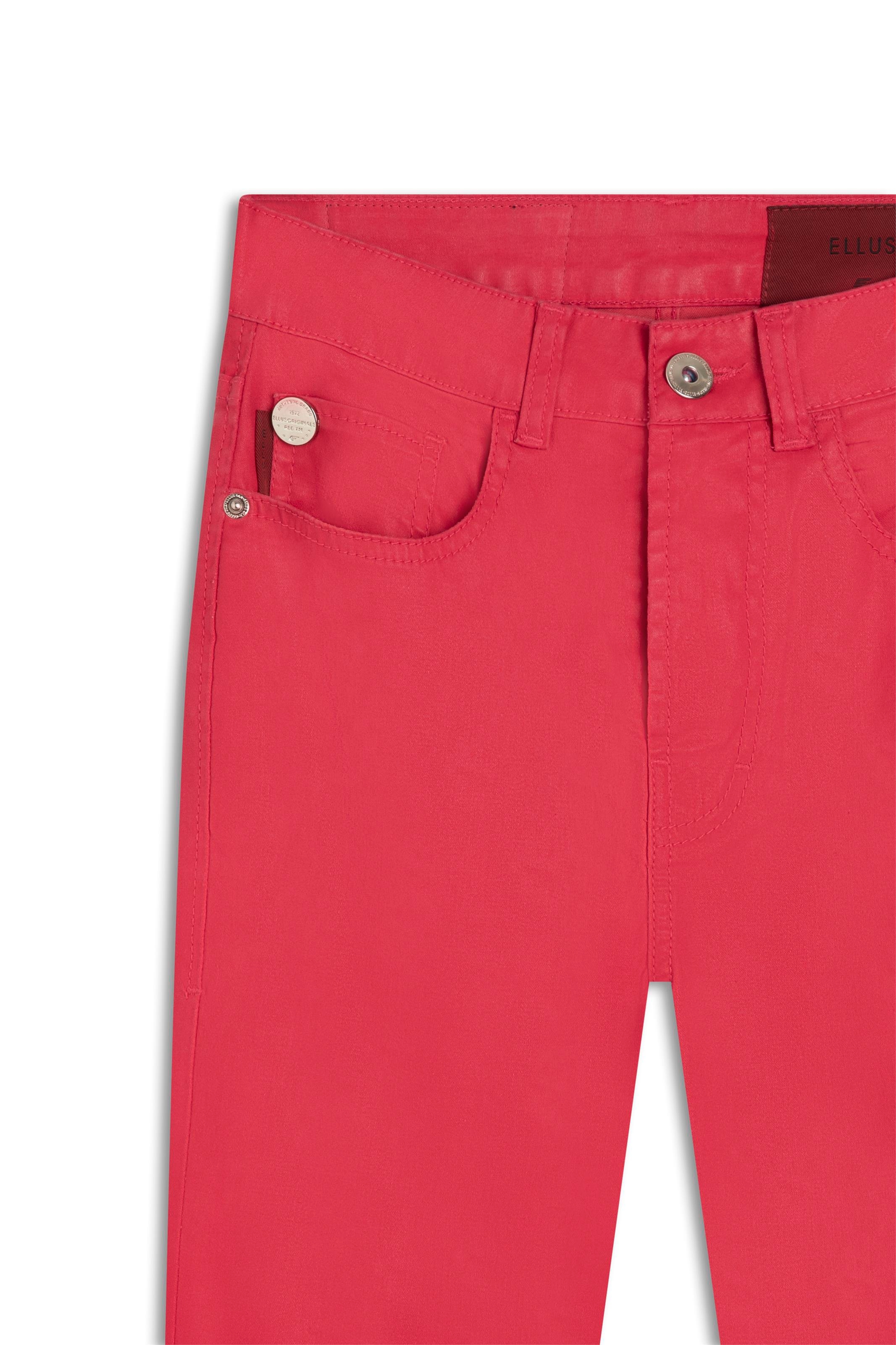 Calça Leather Denim Flare Cereja
