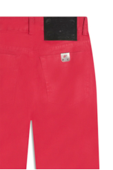 Calça Leather Denim Flare Cereja