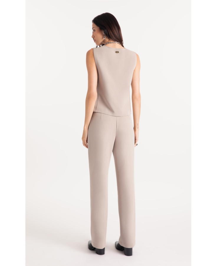 Calça Lilla Reta Double Buttons Cinza Claro