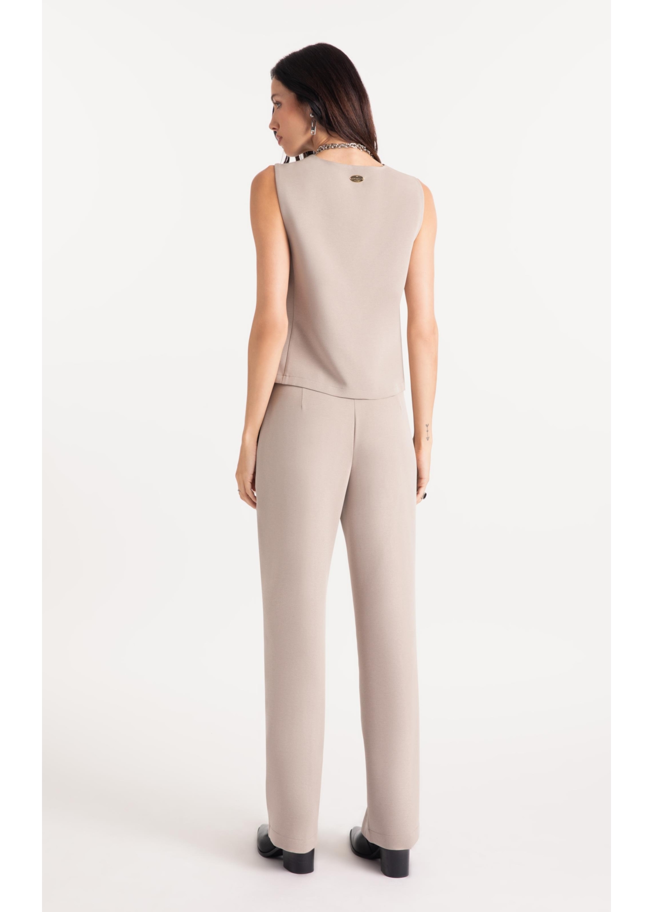 Calça Lilla Reta Double Buttons Cinza Claro